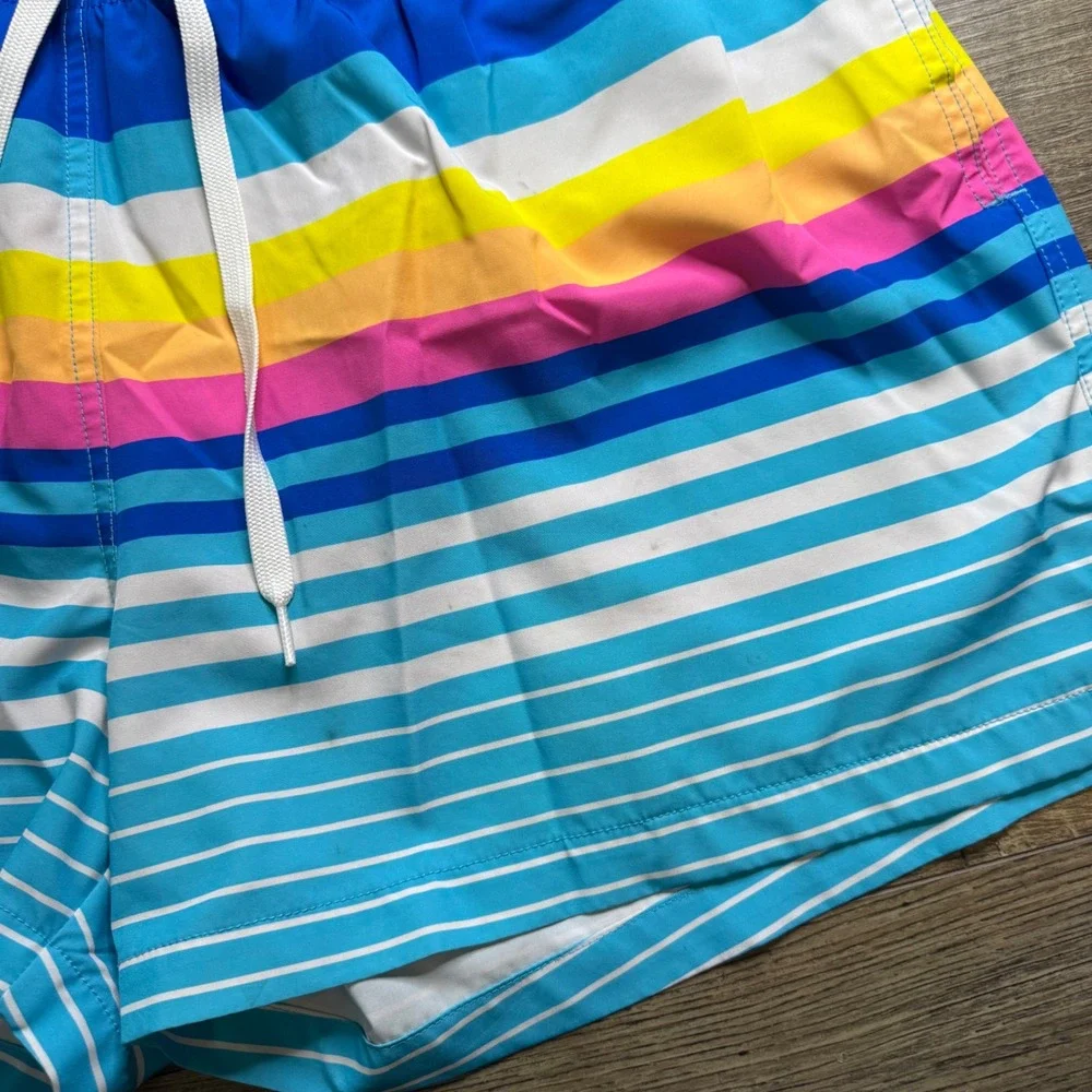 Chubbies Men's XXL Swim Trunks Striped Blue‎ Yellow Pink White Drawstring